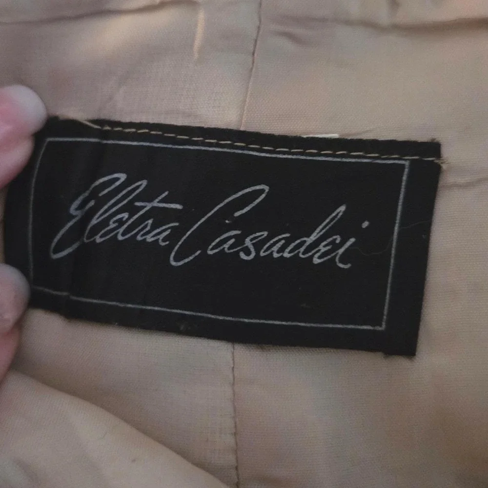 Eletra Casadei Vintage 90s Beige Soutache Embroidered Mini Pencil Skirt‎